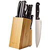 Amazon Basics 14-Piece High Carbon Stainless Steel Kitchen Knife Set with Sharpener and Pinewood Block, Black  $22.69 Amazon
