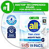all Mighty Pacs Laundry Detergent Pacs, Free Clear for Sensitive Skin, Unscented and Dye Free, 19 Count  $4.97 get $2.25 Walmart Cash  Lim 1