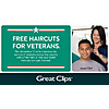 GREAT CLIPS US & Canada: Free Haircuts on 11/11 for Active Duty Military and Veterans or Free Haircut Card to Gift a Vet