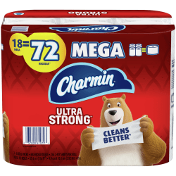 Charmin 18 Mega (72 rolls) $20, Bounty Double Rolls 12=24 $20 Free Store Pick up or Free Ship at $45 OFFICE DEPOT (can pay w/rewards)