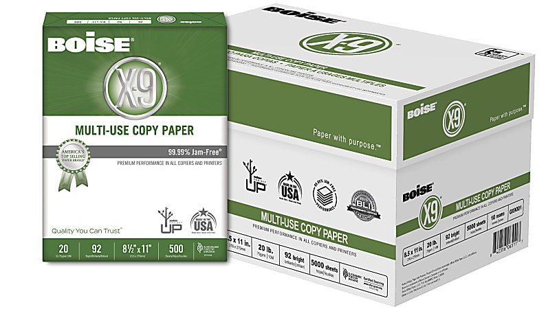 Boise® X-9® Multi-Use Copy Paper, Letter Size Paper, 92 Brightness, 20 Lb, White, 500 Sheets Per Ream, Case Of 10 Reams  $35 get back $7.- 8.75 in Office Depot Rewards store PU