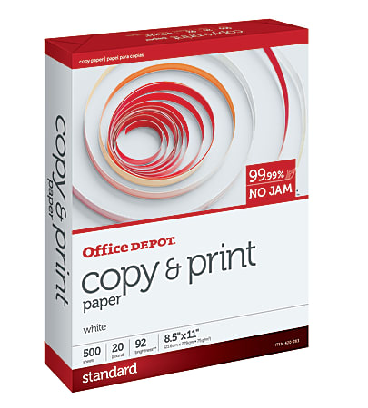 Office Depot® Brand Multi-Use Printer & Copier Paper, Letter Size (8 1/2" x 11"), Ream Of 500 Sheets, 20 Lb, White, $4.99ea FREE STORE PICK UP