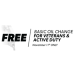 Nov 11th: Free Basic Oil Change for MILITARY Vets/Active Duty at MEINEKE Auto Shops (see link)