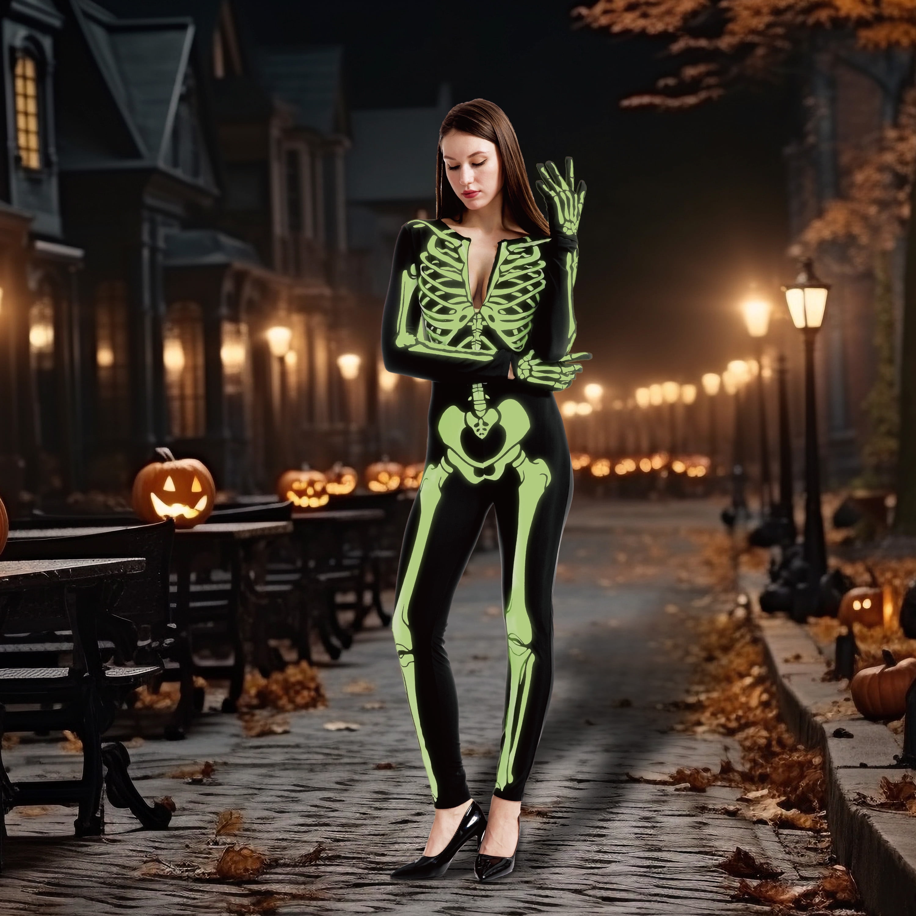 $16-$18 FS Walmart+ by Joyin Joyfy Glow in the Dark Skeleton Costume for Adults Women Halloween Dress Up + more