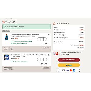 SEE POST! WALGREENS.com with Free Ship: Get 2 x 72 roll Charmin and Two 33.8oz Crest Mouthwash for  + tax ac/promos, earn .45 in Wags Cash