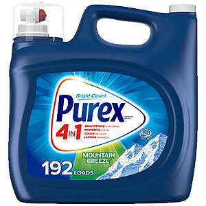 Purex Liquid Laundry Detergent, Mountain Breeze, 250 Fluid Ounces, 192 Loads  $14.97, get $4.50 walmart cash FS WMT+ or store pick up