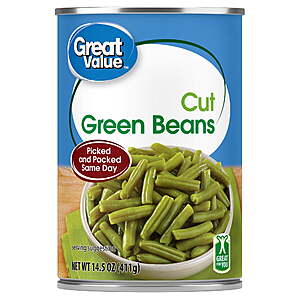 Select Walmart Locations: 14.5-Oz Great Value Cut Green Beans $0.50 + Free Store Pickup