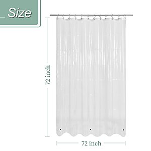 Mrs Awesome Clear Shower Curtain Liner with 3 Magnets, 72x72 Premium Flexible Sturdy Plastic Shower Curtain  $4.55 FS PRIME