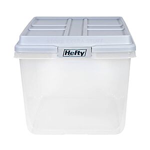 Hefty 72qt Clear Hi-Rise Storage bin with Stackable Lid Gray: Plastic Utility Tubs, Locking Handles, Snap Closure  $8.95 Pick up target