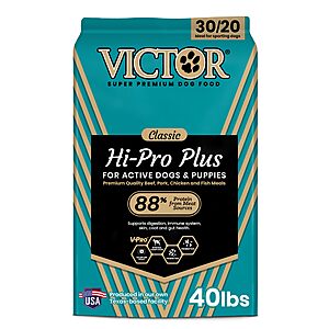 VICTOR Super Premium Hi-Pro Plus Dry Dog Food: 40-lbs + 30-lbs + $30 Amazon Credit $79 w/ S&S + Free S&H