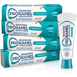 Sensodyne Pronamel Fresh Breath Enamel Toothpaste for Sensitive Teeth and Cavity Protection, Fresh Wave - 4 oz (4 Pack) $15.72 or less CLIP Q/S&S (YMMV ON Q)