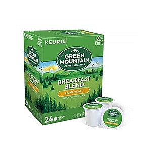 Green Mountain Coffee Roasters Breakfast Blend, Single-Serve Keurig K-Cup Pods, Light Roast Coffee, 24 Count  $8 limit 3 WOOT FS PRIME
