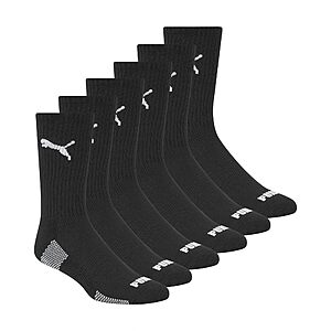 6-Pairs PUMA Men's Crew Socks (Black/White, Size 10-13) $8.60 