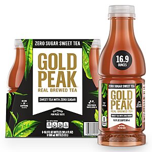 Gold Peak Tea, Reg or Zero Diet Tea, 16.9 fl oz, 6 Pack x 5 (30 bottles) $27 or less S&S Instant Savings @Amazon