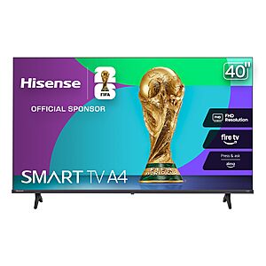 Hisense 40-Inch Class A4 Series FHD 1080p Smart Fire TV (40A4NF, 2025 Model) - DTS Virtual: X, Slim Bezel Design, $119.99 AMAZON