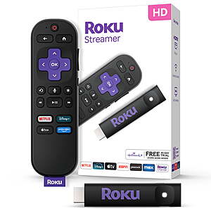 Roku Streamer 2025 - HD Roku Streaming Device for TV with Voice Remote - Free & Live TV  $14.88 FS WALMART+ or pick up