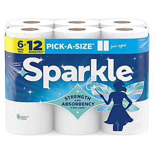 6-Pk Sparkle Pick-A-Size Double Rolls Paper Towels .60 w/ S&S