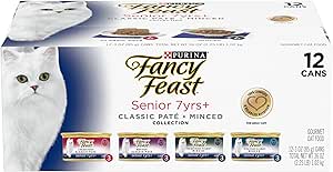 25.25 S&S Clip Q FS Purina SENIOR CATS 7+ Fancy Feast High Protein Wet Cat Food Variety Pack,Chicken,Beef & Tuna Feasts 48 cans 3oz