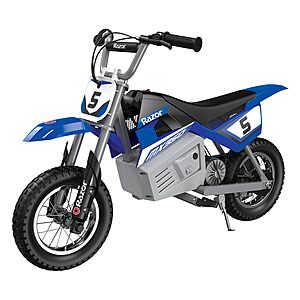 Razor MX350 Rear Breaking Dirt Rocket Electric Bike for Kids Ages 8+, 140 lb Max Weight, Blue   $298 AMAZON FS