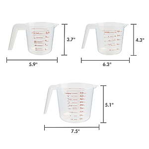 Mainstays 3-Piece Tapered Spout Nesting Plastic Measuring Cups Set,Clear 4.5-cup,2.5-cup,and 1.25-cup $4.73 FS Walmart+ or Pick up