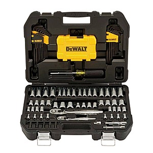 $64.49 HOME DEPOT DEWALT 1/4 in. x 3/8 in. Drive Polished Chrome Mechanics Tool Set (108-Piece)  FS to store or delivery