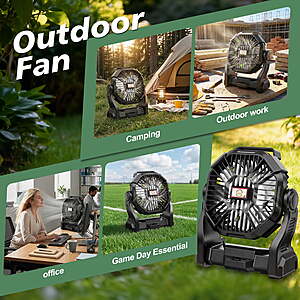 $25 Free Ship Walmart+ or $35 (Marketplace) 20,000mAh Portable Camping Fan with LED Lantern, Rechargeable   4 Speeds, 270° Rotation, Power Bank Function for Tent, Hiking, Fishing,