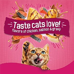 S&S $3.30 ac FS PRIME Purina Friskies Gravy Swirlers With Flavors of Chicken, Salmon and Gravy Dry Cat Food - 3.15 lb. Bag AMZ