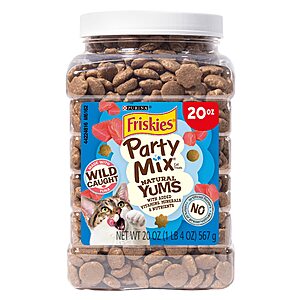 S&S CLIP Q YMMV Purina Friskies Natural Cat Treats, Party Mix Natural Yums With Wild Caught Tuna and Added Vit