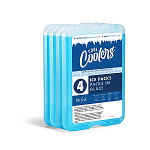 $6.97 FS Walmart+ or AMZ Prime Cool Coolers by Fit & Fresh XL Slim Reusable Ice Packs, Space Saving Ice Packs for Lunch Boxes & Coolers, 4 Pack, Clear Blue or TAUPE