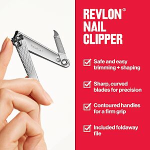 $1.79 S&S Clip Q AMAZON Revlon Nail Clipper With File, Manicure Care Tool With a Curved Blade