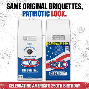FS Walmart+ or Pick Up Kingsford Original Charcoal Briquettes for Grilling, Flag Limited Edition, 16 lbs Bag (2 Pack)  $17.76