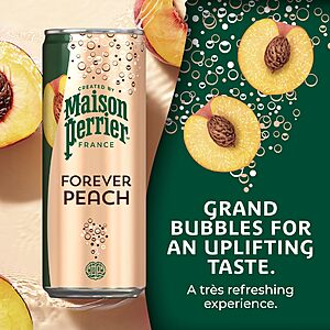 24-Ct 11.15-Oz Maison Perrier Sparkling Water Cans (Grapefruit or Peach) $9.35 w/ S&S