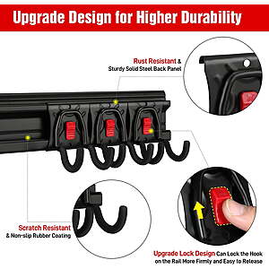 $33 FS WALMART+ or at $35 by GREAT STAR: WORKPRO Garage Storage, Garden Tool Organizer Wall Mount 64 Inch with 8 Adjustable Hooks and Hangers, 4 Rails Steel Heavy Duty