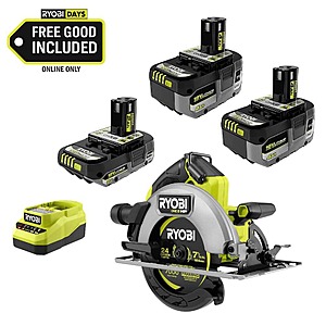 $179 HOME DEPOT ONE+ 18V HIGH PERFORMANCE Kit w/ (2) 4.0 Ah Batteries, 2.0 Ah Battery, Charger, & FREE ONE+ Brushless Circular Saw