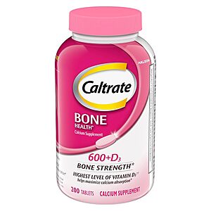 $10.10 for 1 or 31.11 for Four S&S or less Clip Q/Promo  Caltrate 600 Plus D3 Calcium and Vitamin D Supplement Tablets, Bone Health Supplements for Adults - 200 Count