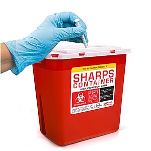 SHARPS Container for GLP-1, Insulin and other home given injections S*S/Q Quart $6, Gallon $11.89, 2 Gallon $12.75 FS PRIME or $35