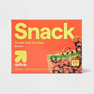 TARGET360 $5 School Supply Monthly Freebie = Free or Cheap Up and Up Storage Bags 280ct Snack Size for $1.19 after $5 coupon PICK UP