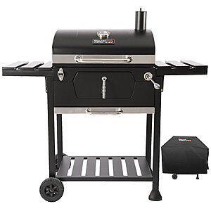 $140 FS WAYFAIR: Royal Gourmet 24" Crop Barrel Charcoal Grill with Side Shelf and Cover