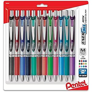 Pentel EnerGel RTX Retractable Liquid Gel Pens 12-Pack