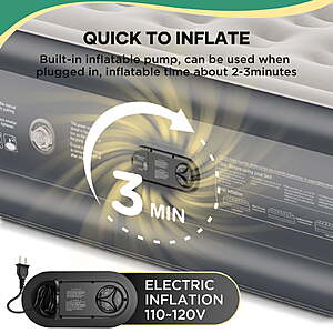 $60 FS WALMART Marketplace: Ophanie Queen Air Mattress, 18-Inch Elevated Inflatable Bed with Built-in Pump, Puncture-Resistant Mattresses, Quick Inflation/Deflation