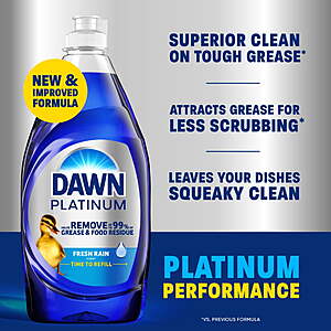 $5.94 get $2 Walmart Cash Dawn Platinum Dish Soap, Dishwashing Soap, Fresh Rain or Apple Scent, 30 fl oz