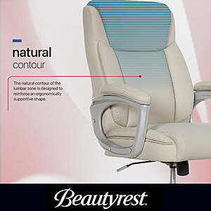 $58.80 FS WALMART Beautyrest Beyla Ergonomic Manager Office Chair with Padded Armrest for Teens and Adults, Ivory