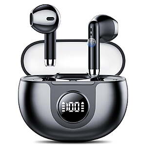 $10.69ac  FS WALMART+ by Tikland Wireless Earbuds Bluetooth V5.4 Headphones 60H Playback Deep Bass Stereo Ear Buds with LED Power Display Charging Case IPX7 Waterproof
