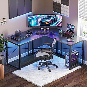 $45 FS Walmart by Casacomoda: Computer Desk L Shaped, 51 Inch Reversible L Shaped Desk, Gaming Desk,    Black
