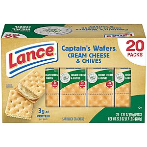 $19.03 S&S Promo: 4x Lance Sandwich Crackers, Variety Pack, 3 Flavors , 20 Individually Wrapped Packs, (80 total)