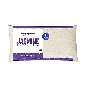 $4.91 or less S&S Amazon Grocery, Jasmine Long Grain Rice, 5 Lb, buy 4 participating items on same order, save 10%