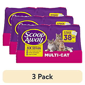 $14.45 ea WYB 3 Free Shipping Walmart Scoop Away Multi Cat Litter With Meadow Fresh Scent, 38 lb. Box