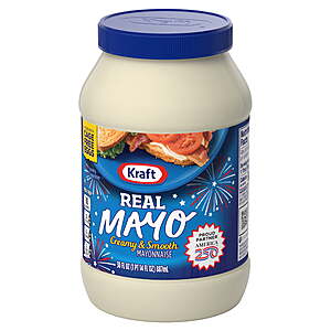 $3.78 get 50c walmart cash limit 5 Kraft Real Mayo Creamy & Smooth Mayonnaise,  30 oz jar