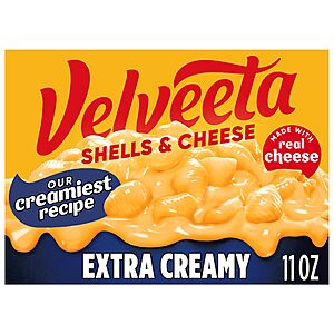 $1.74 S&S/Q Velveeta Shells and Cheese, Extra Creamy Macaroni and Cheese, 11 oz AMZ