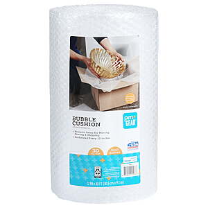 $4/1 or $10.50/3 Walmart FS Plus Pen+Gear 12 in. x 30 ft. Bubble Cushion Roll, Clear, Plastic, 3/16" Small Bubbles